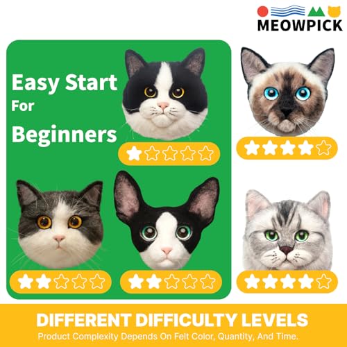 Image of MeowPick Needle Felting Kit with Cat Head Mold, Animals Needle Felting Set, DIY Wool Felt Materials Set with Felting Tool and Instruction for Quick Needle Felting Craft (Dragon Li)