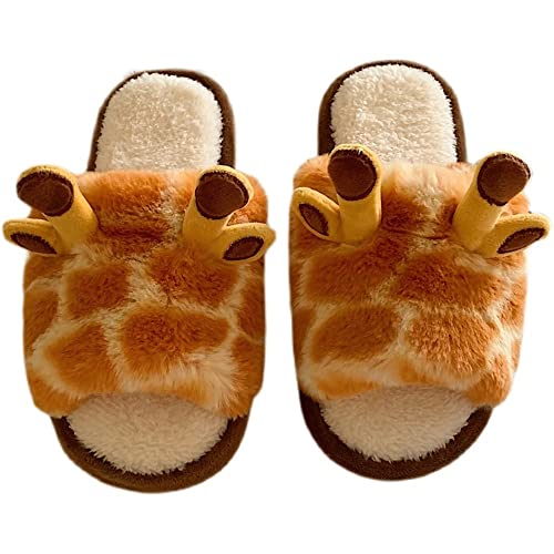 Lovely Giraffe Cotton Slippers Female Non-slip Plush Shoes