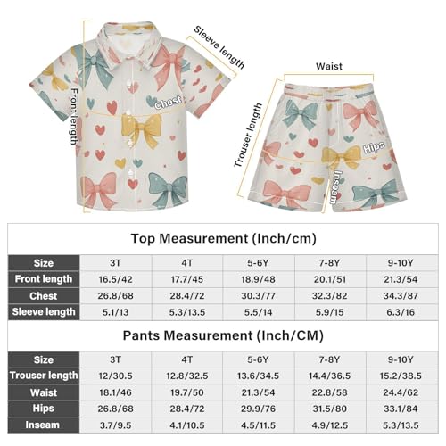 Boccsty Coquette Pastel Bow Hearts Colorful Boy Summer Shorts Sets Hawaiian Toddler Boys T-Shirt & Pants 2 Pcs 3T3