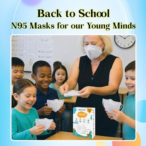 Image of QUARANT Kids N95 Face Mask with Reusable Travel Pouch (White, Pack of 10)