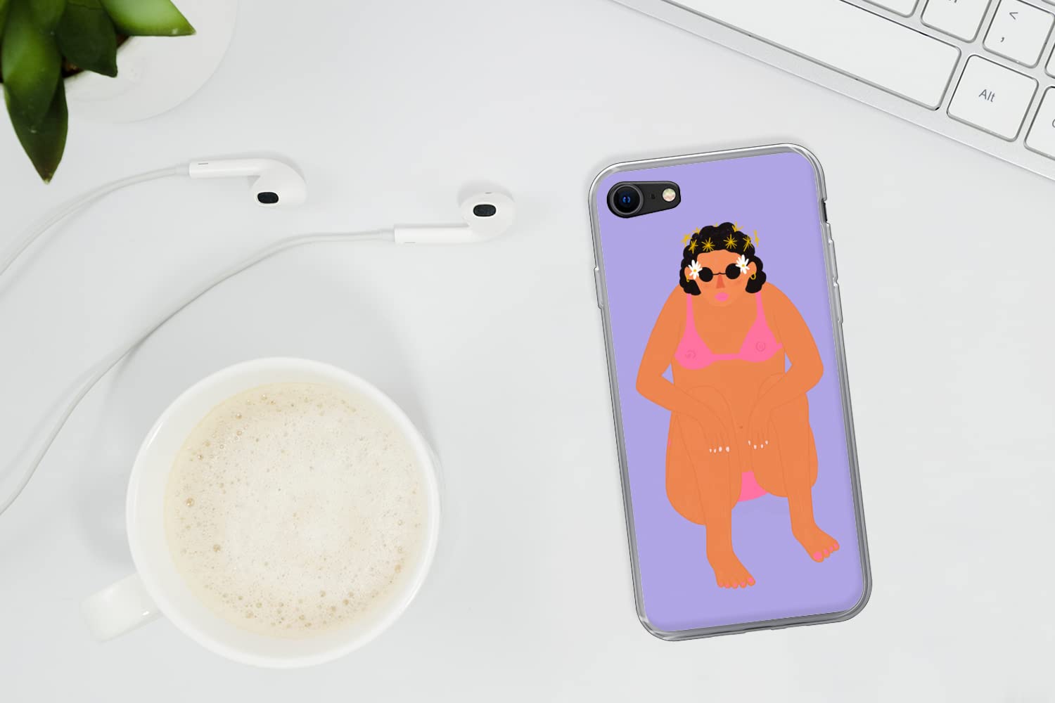 MuchoWow Funda para iPhone 7 - Mujer - Bikini - Retro - Funda de Silicona/Funda Blanda para teléfono móvil