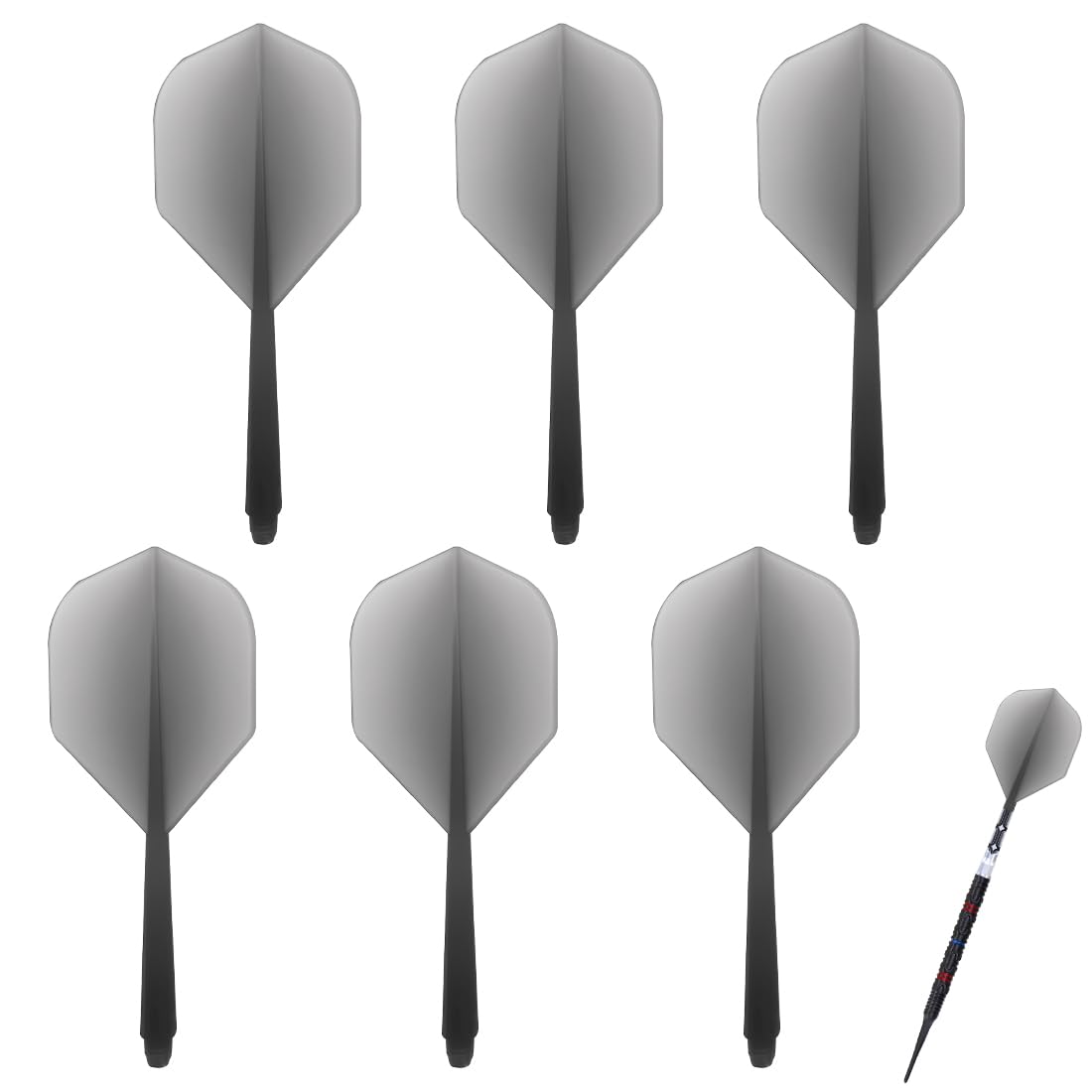 6 Pezzi Alette per Freccette con Fusto Stabile, Alette Stabili con Tecnologia Fusion, Fusti in Plastica Rigida, Sistema Combinato di Fusto e Alette per Gioco e Freccette Adulti, Filettatura 2BA