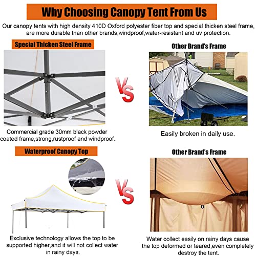 Image of Canopy 10x10 Pop Up Canopy Tent, Alishebuy Outdoor Gazebo Shade Easy Up Vendor Tent Portable for Backyard,Patio,Parties, Silver White