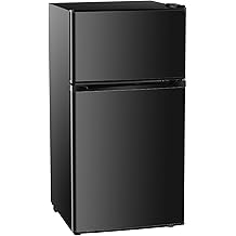3.2 Cu.Ft Mini Fridge with Freezer, 2 Door Small Refrigerator with Adjustable Thermostat Energy-efficient Low Noise, Compact Fridge for Bedroom, Office, Dorm, Black