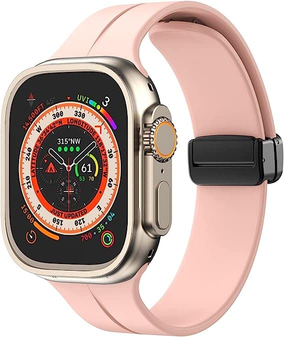 Image of Printme Silicone Sport Band Compatible with Apple Watch 38mm 40mm 41mm 42 mm 44 mm 45 mm 49 mm, Magnetic Clasp Adjustable Strap Compatible for iWatch Series SE Series 1-8