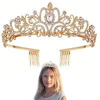 Questran Corona Nuziale, Coroncina Compleanno, Tiara Corona di Cristallo, Strass Diadema Nuziale, Cristallo dei Capelli Matrimonio Tiara, per Compleanni, Feste, nozze, Pageant Prom (Oro)