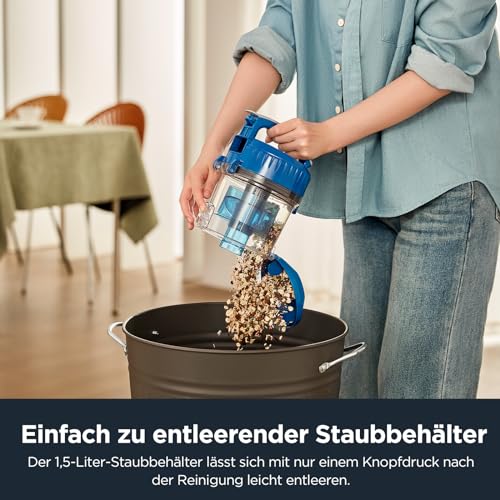 Eureka WhirlWind Staubsauger Beutellos, Leistungsstark, Kompakt und Leicht, für Hartböden und Teppich, HEPA-Filter, 8m Aktionsradius, 700W, 1,5L, Blau – Bild 6