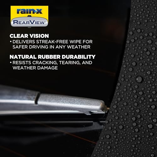Image of Rain-X 850210 RearView Wiper Blade 10 inch, OEM Replacement Rear Windshield Wiper, Interchangeable Adapter for Easy Installation, All-Weather & All-Season Performance, Composite