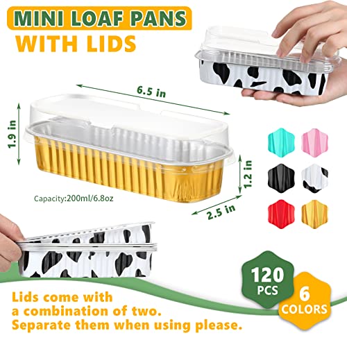 120 Pcs Aluminum Foil Mini Loaf Pans With Lids 6.8 Oz Cupcake Liners With Lids Aluminum Cupcake Pans Disposable Foil Narrow Cake Pans Rectangle Cupcake Baking Cups For Bread Muffin Brownie Cheesecake #TOP1