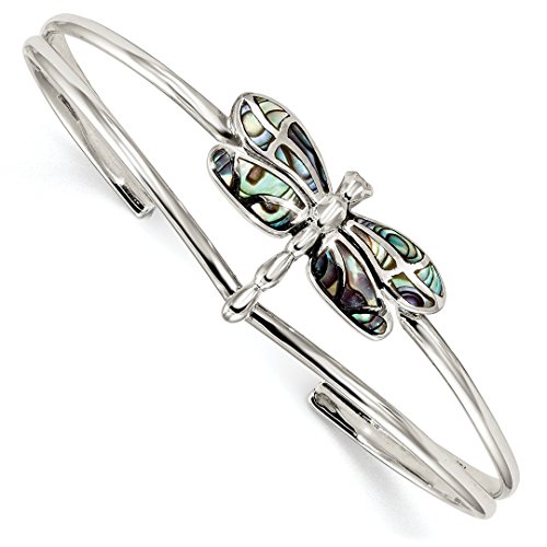 Ice Carats 925 Sterling Silver Abalone Dragonfly Bangle Bracelet Animal Cuff Slip On Fine Jewelry For Women Gifts For Her #TOP6