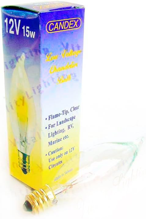 12V 15W Decorative Light Bulb E12 12 Volts Incandescent Lamp Candelabra Base (12/pack)