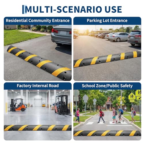 Image of 6ft Rubber Speed Bump 72 inch Speed Bumps for Driveway 2Pack