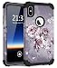 iPhone Xs Max Case, Hocase Shockproof Heavy Duty Protection Hard Plastic Cover+Silicone Rubber Case Hybrid Dual Layer Protective Phone Case for iPhone Xs Max 6.5-inch 2018 - Light Purple Flowers