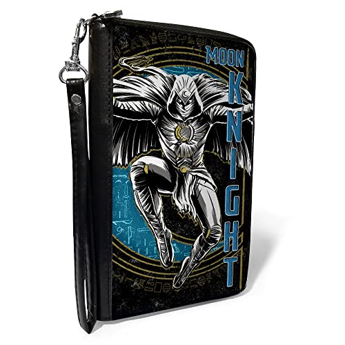 Buckle-Down Marvel Comics Wallet, Zip Around, Moon Knight Jumping Action Pose Black Blues, Vegan Leather #TOP25