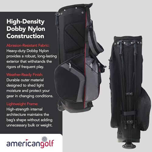Fazer By American Golf 3.0 Stand Bag - Lightweight Golf Carry Bag with 6-Way Divider & Dedicated Putter Well, 6 Storage Pockets, Dual Shoulder Straps, Durable Dobby Nylon Construction - Black/Red - Image 2