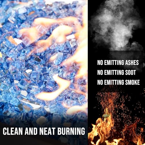 Image of Skyflame 10-Pound Fire Glass for Fireplace Fire Pit and Landscaping, Pacific Blue Reflective, 1 /2-Inch
