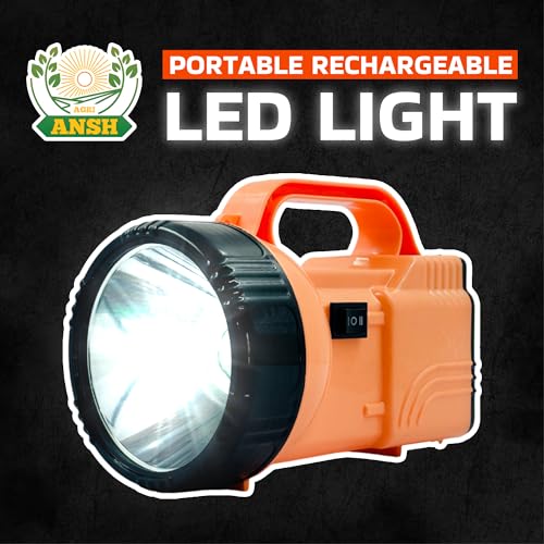 Image of AGRIANSH Rechargeable Kisan Torch - 5W Waterproof LED Light with 4000mAh Battery | Long Distance Beam Torch for Farmers, Field Use & Rural Areas