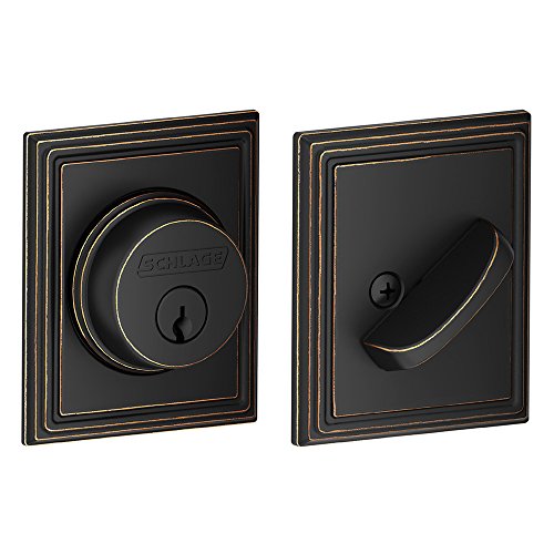 Schlage B60 N ADD 716 Deadbolt with Addison Trim, Keyed 1 Side, Highest Residential Security, Aged Bronze