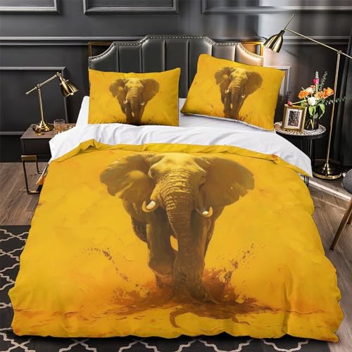 Housse de couette éléphants 3D ensemble de literie microfibre finition premium - 4