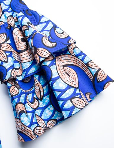 Image of Women's African Ruffle Long Sleeve Dress Ankara Print Maxi Dresses