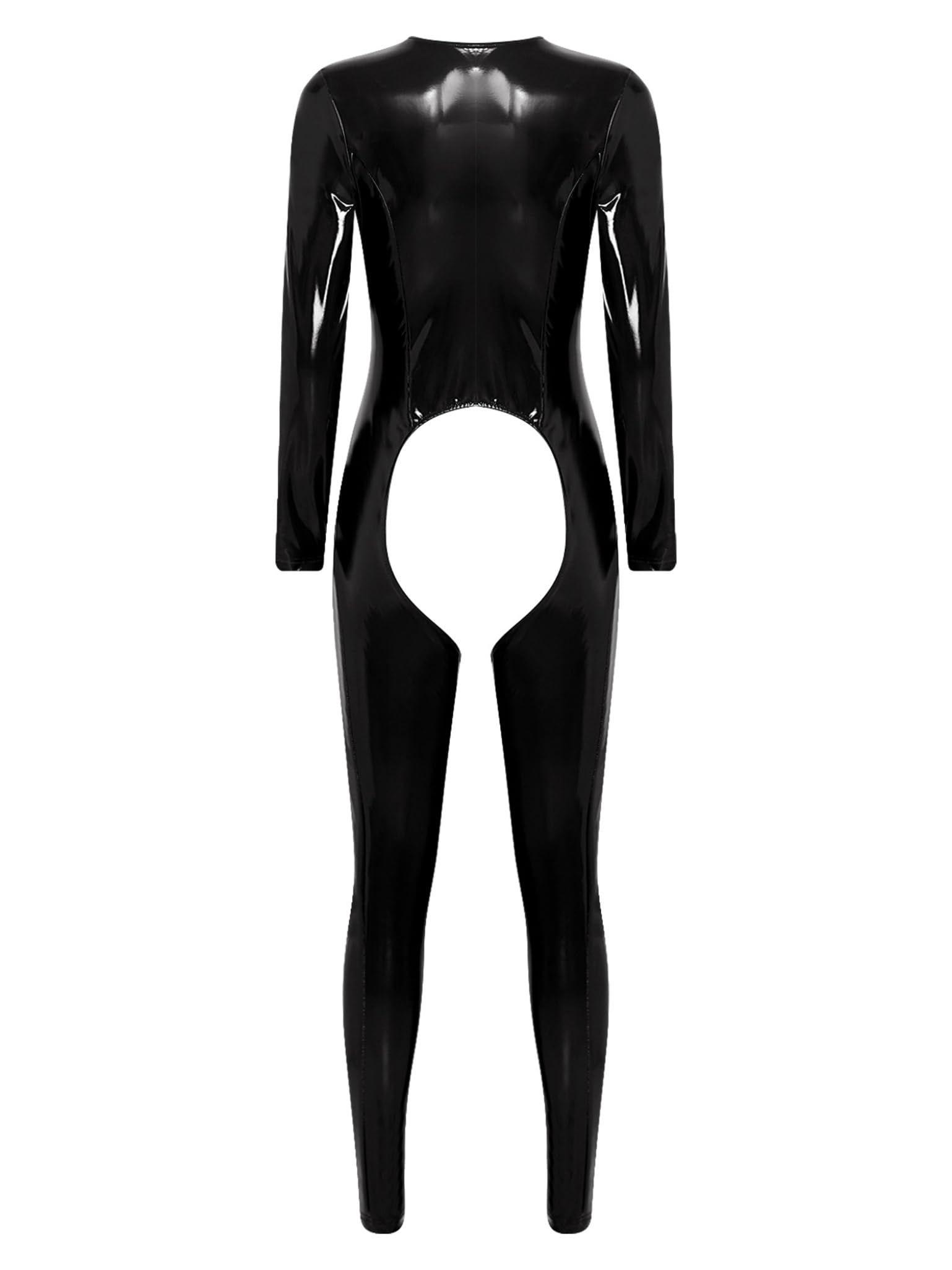 Leotard Donna Bodysuit Donna Pelle Completino Intimo Metallico Lucido Catsuit Pelle Camicia Da Notte Body Aperto Hot Rave