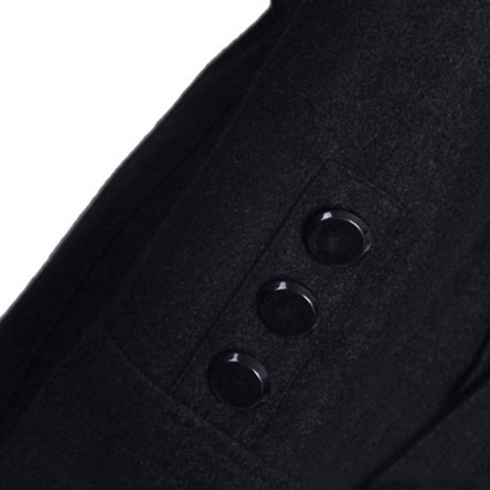 Generisch Damen Mantel Trenchcoat Elegant Schwarz Umlegekragen Wollmantel Zweireihiger Longsleeve Große Größen Winddichter Lang Winter Einfarbige Wintermantel Verstellbare Damenmantel