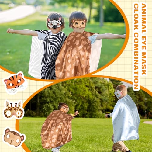 Set de 12 máscaras y capas animales safari para niños miniatura 6