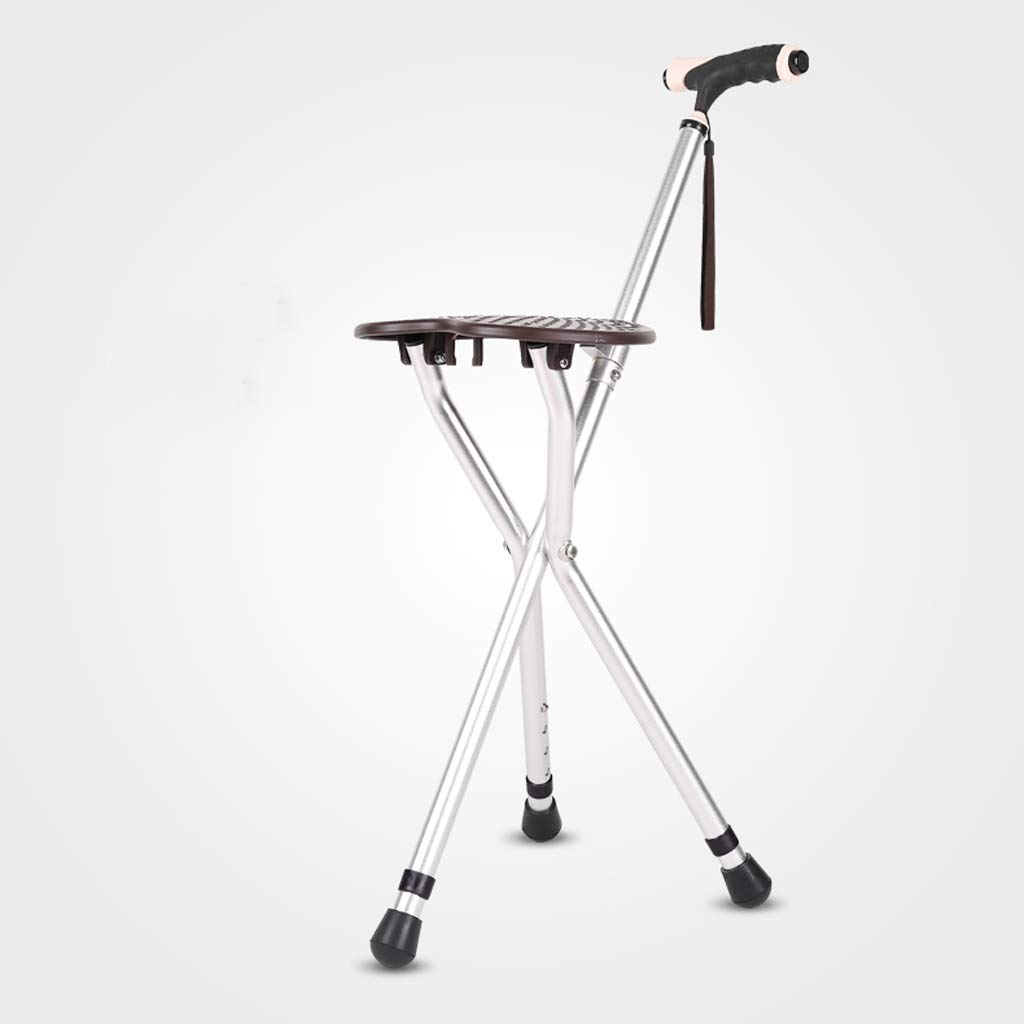 Taburete de bastón, Asientos de bastón de 3 Patas, Asiento de Silla con muleta, Asientos de bastón de 3 Patas, Combo de Silla de bastón, bastón Plegable, con luz LED, Ligero y Ajustable, Ideal para