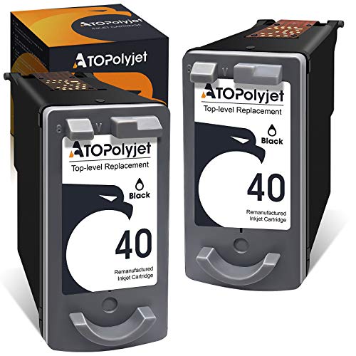ATOPolyjet Remanufactured Cartridge Replacement for Canon 40 PG40 Ink (1 Black) for Pixma iP2680 iP2600 iP1800 iP1700 iP1600 MX310 MX300 MP150 MP160 MP180 MP190 MP210 MP460 MP470 JX200 JX210P Printer