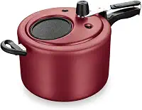 MTA - Panela de Pressão com Visor de Vidro e Fechamento Interno em Alumínio com Antiaderente, Capacidade de 8L, nº 25, Cor Cereja, Linha Visor.