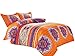 Wake In Cloud - Bohemian Duvet Cover Set, Orange Boho Chic Mandala Medallion Printed Soft Microfiber Bedding, with Zipper Closure (3pcs, Full Size)