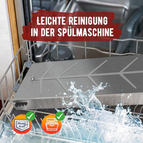 grillart® XXL Premium Flammlachsbrett aus Edelstahl – 180° drehbar & 5-fach verstellbar – Lachsbrett für Grill & Feuerstelle – Robustes Grillzubehör - 55cm lang und 18cm breit