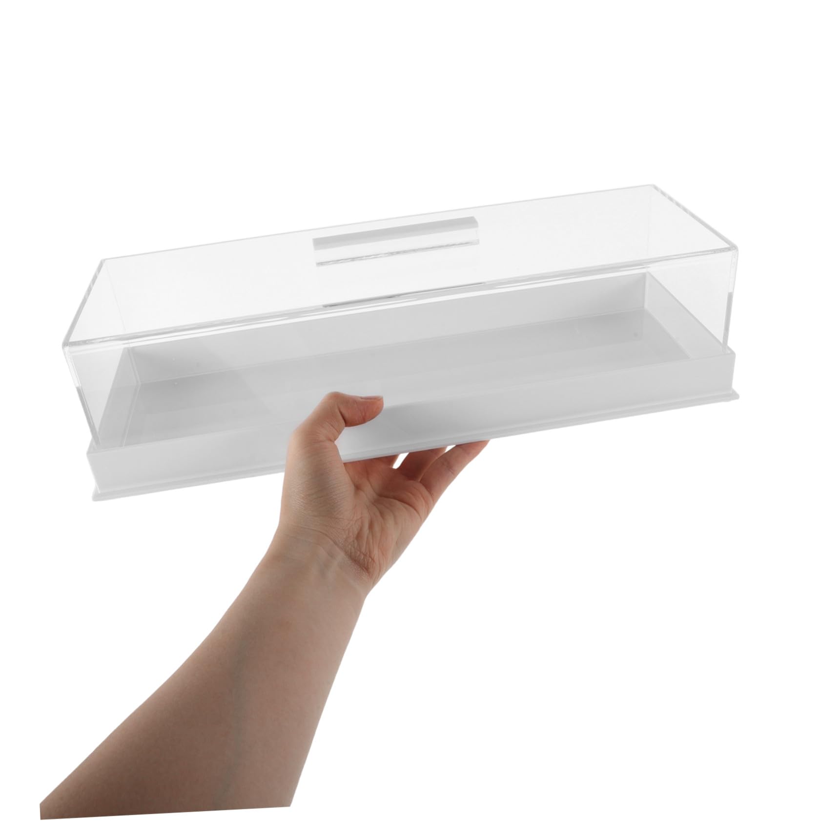 Zerodeko Caja de Presentación Rectangular para Pasteles con Bandeja de Acrílico Tapa para Tartas Soporte Transparente para Postres para Cafetería y Hogar