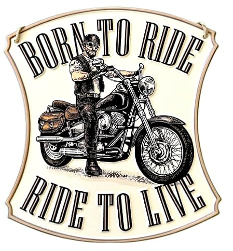 DiiliHiiri Cartaz Moto clássico motociclista placa de metal de garagem vintage (30 x 28 cm) - letreiro metálico retro estilo antigo - decoração para bares, presente para o pai - oficina, garagem -