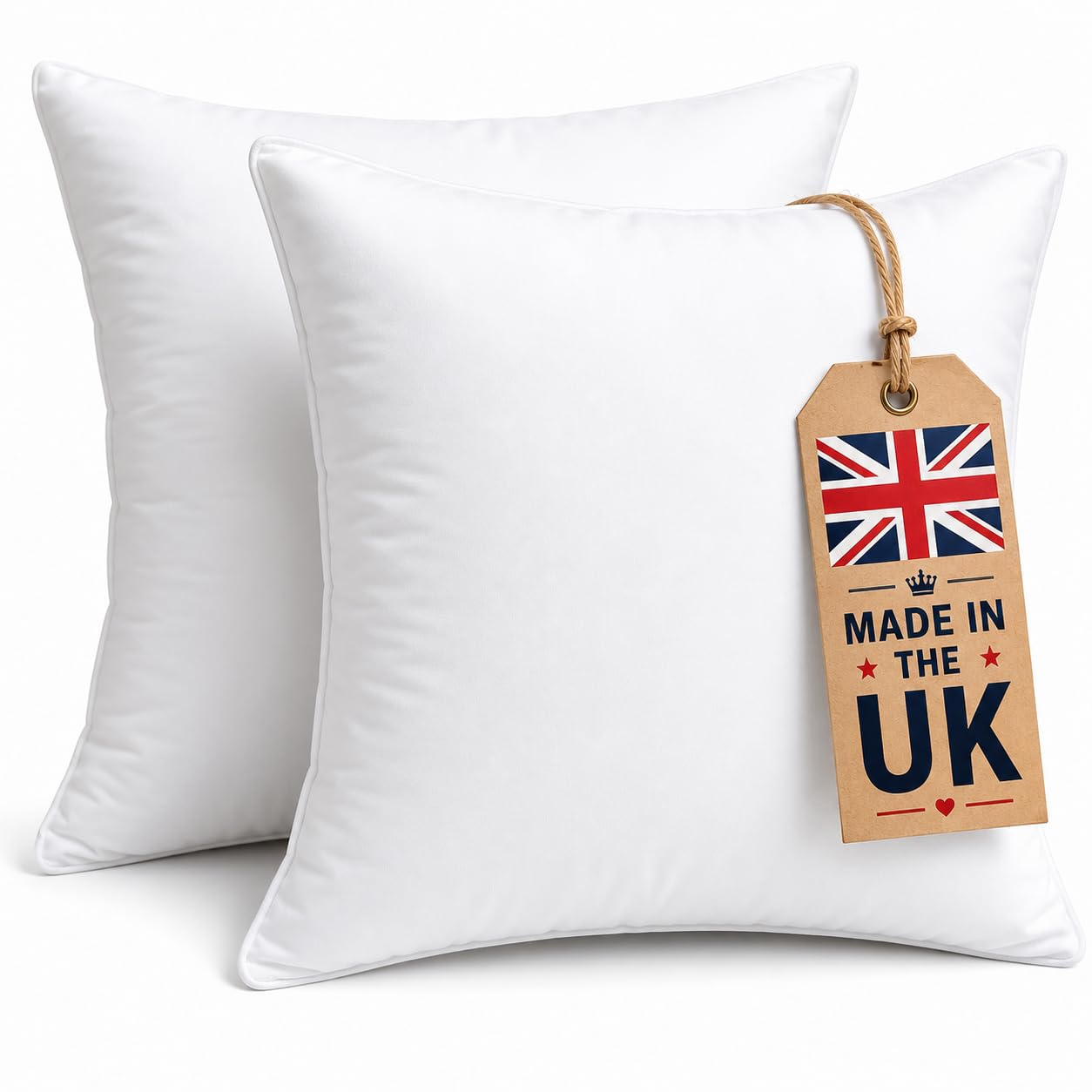 VL Cushion Inserts 50cm x 50cm (20" x 20" inches) Extra Filled Cushion Pads Hollow Fibre Pillow Inserts, Hypoallergenic Fluffy Square Scatter Cushion Inner Pads for Sofa, Bed & Chair (2, 20x20)