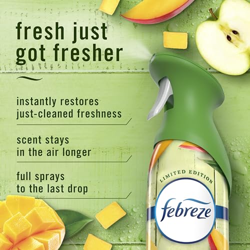 Image of Febreze Air Mist, Air Freshener Spray, Odor Fighting Room Spray, Deodorizer for Home Bathroom Kitchen Office Apartment Dorm Room Classroom, Mango Splash Scent, 8.1oz (Pack of 3)