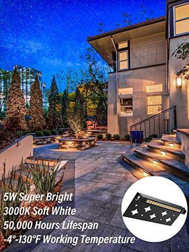 Doreio 5W Retaining Wall Lights 7 Inch Led Hardscape Lighting Low Voltage Landscape Paver Lights 12V 24V Step Lights Outdoor Ip68 Waterproof 3000K Soft White Stair Deck Lighting(8 Pack+Connectors) #TOP1