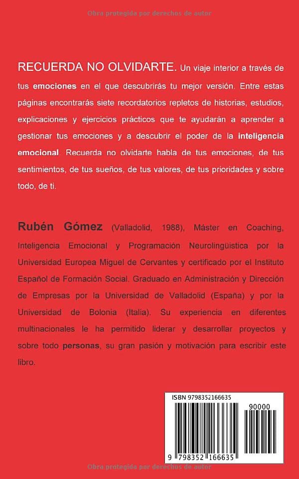 Miniatura 2 de QUERIDO YO RECUERDA NO OLVIDARTE Aprende a gestionar tus emociones. Descubre el poder de la Inteligencia Emocional. (Spanish Edition)