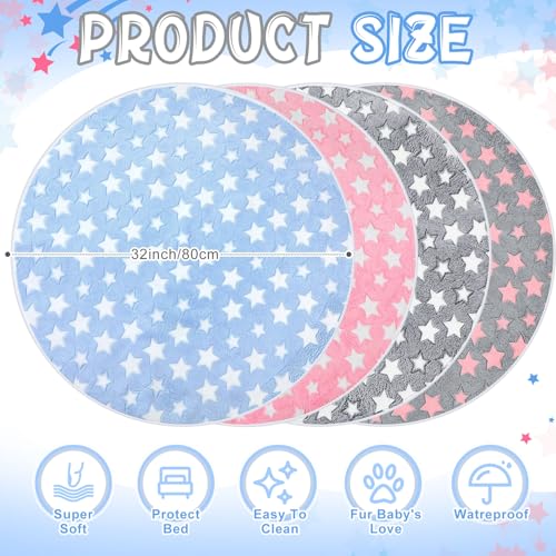 image for Hahafelt 4 Pcs Round Whelping Pee Pads Washable for Dogs Waterproof Pe