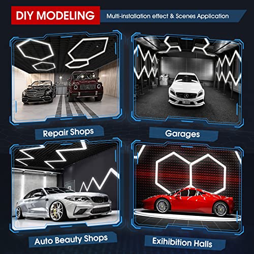 Ultra-Long 70Cm 12-Pack Hexagonal Led Garage Light: 210W 21600 Lumens Car Detailing Shop Light, Diy Splicing Ceiling & Wall Decor Lights, For Workshop Basement Gym Warehouse Gaming Room #TOP2
