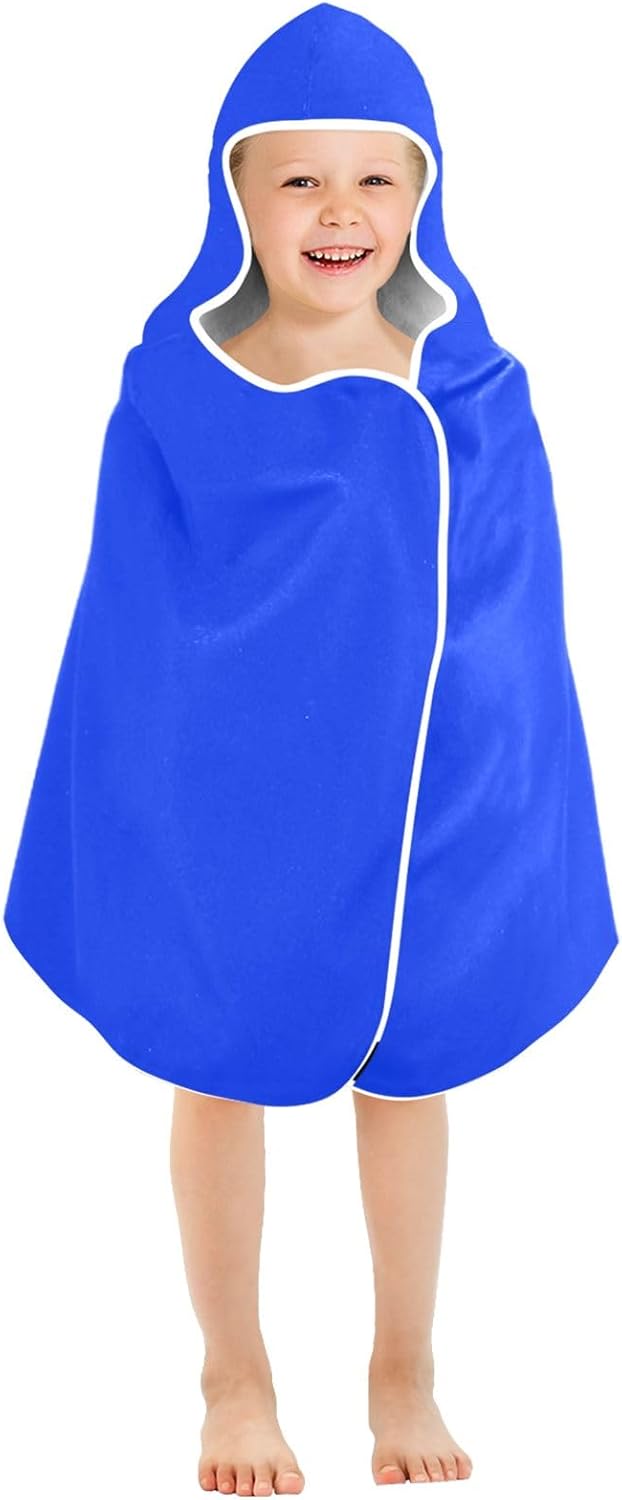ODAWA Ultramarine Hooded Bath Towels Surf Poncho Toddlers Soft Wrap Towel for Girls with Hood 23.5 in x 50 in