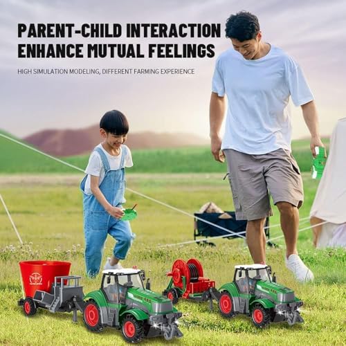 Image of Remote Control Tractor Toy - Full Function RC Farmer Tractor with Lights, Realistic Design & Durable Wheels | Farming Vehicle Toy Gift for Kids Boys & Girls (Multicolor)