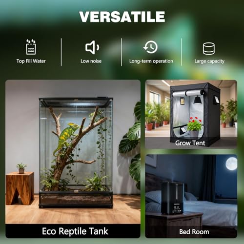 Image of Coospider Reptile Fogger Humidifier, Automatic Humidifiers for Reptiles Tank, Terrarium Humidifiers with Dual Hose Timer Humidity Control, Reptile Mister for Amphibians Herps Vivarium (5L /1.32Gallon)