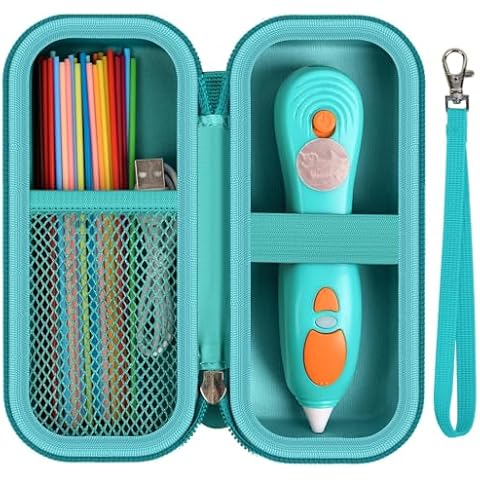 GWCASE Case Compatible with 3Doodler Start+ Essentials 3D Printing Pen for Kids, Travel Organizer Carryer for Filament Refill Packs, Micro-USB Charger (Box Only)-Dark green Cover