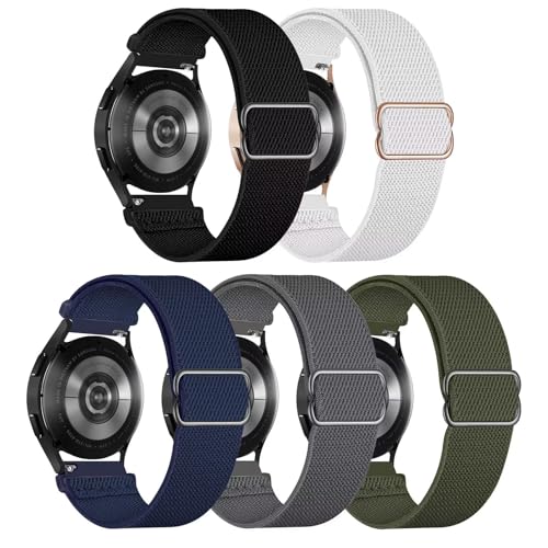 GBPOOT 5 Packs Solo Loop 20mm 22mm Armband Kompatibel mit Samsung Galaxy Watch,Einstellbares Nylon Armbänder Weiche Sport Ersatzband
