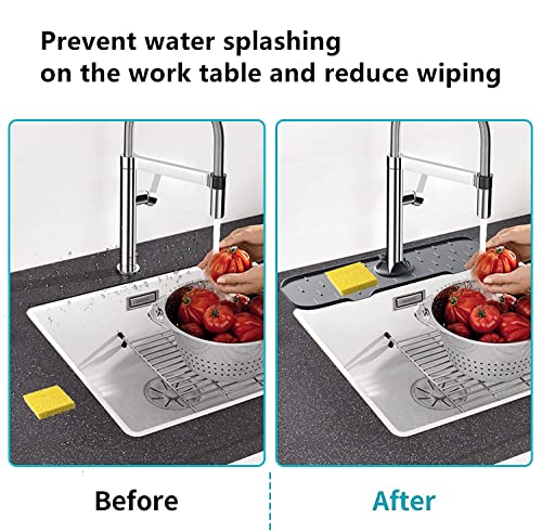 Kitchen Silicone Handle Drip Catcher Tray Mat Faucet Sink Splash Guard For Kitchen Accessories Faucet Water Catcher Mat Behind Faucet Sink Protectors For Kitchen Countertop (Pink) #TOP6