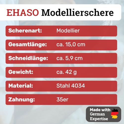 EHASO einseitige Modellierschere, 15cm mit 35er Zahnung