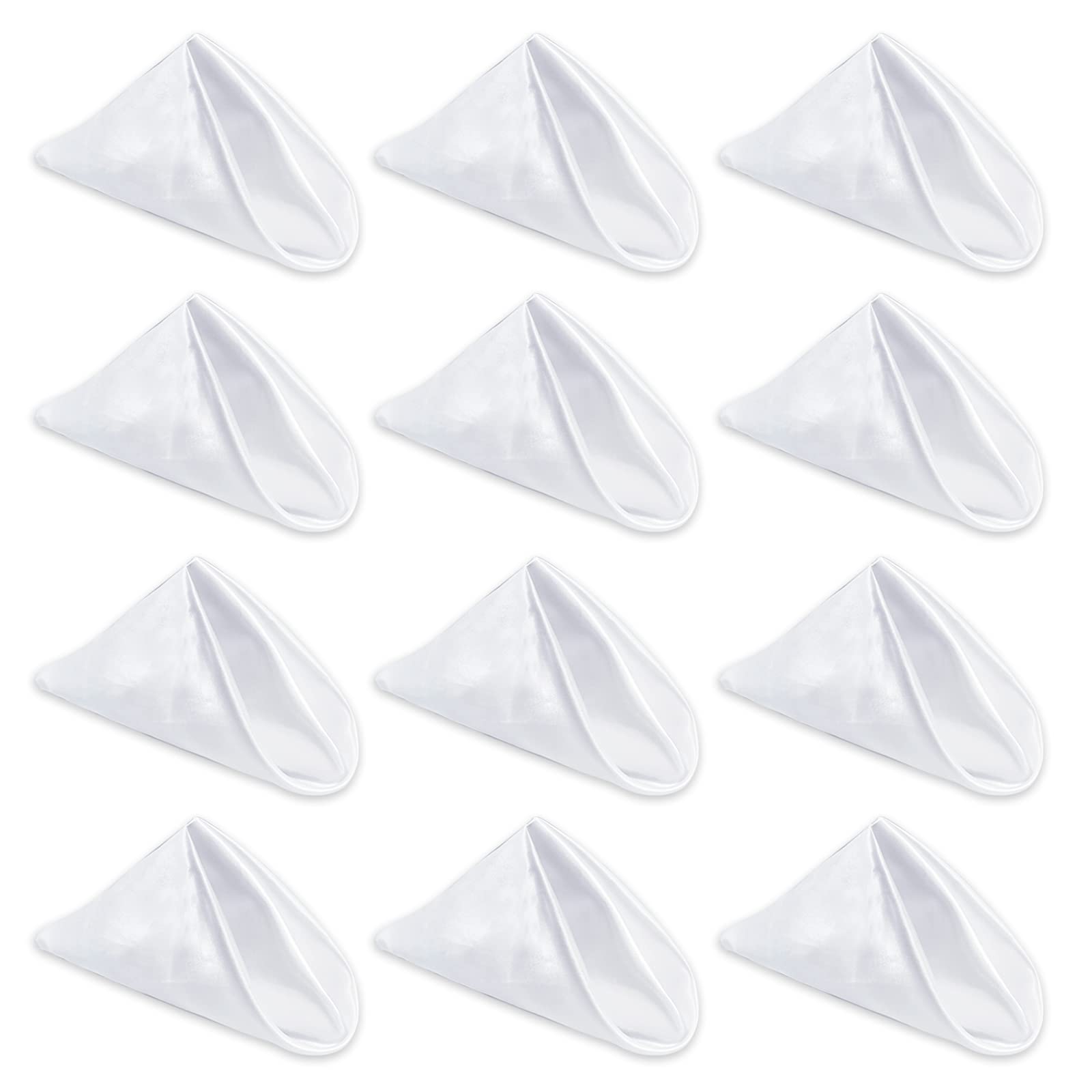Kalopro White Cloth Napkin Set Of 12,Satin Dinner Napkins Cloth Washable,Reusable Napkin For Everyday Use Dining Table,Restaurant,Wedding, Thanksgiving And Christmas(20" X 20",)…