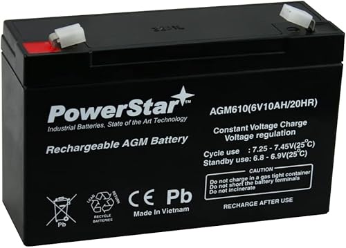 PowerStar 2 Year Warranty NEW 6V 10AH Rechargeable Battery for Jet Black Kids Ride On Car