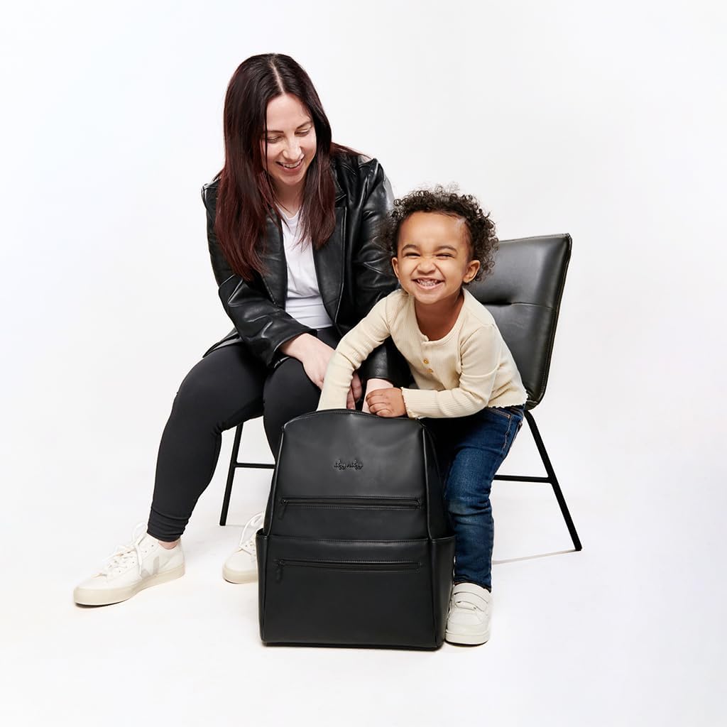 Itzy Ritzy Eras Diaper Bag Backpack – Large Capacity Sleek Daddy Diaper Bag for Men Featuring Neutral Design, 15 Pockets, Changing Pad, Stroller Straps, and Comfortable Backpack Straps, Black - Image 14